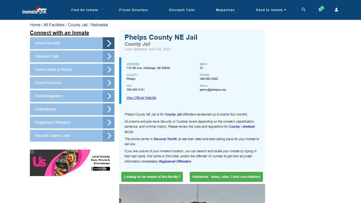 Phelps County NE Jail - Inmate Locator - Holdrege, NE